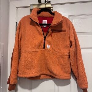 Topo Designs Orange Sherpa Half-Zip Pullover